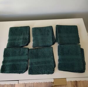 Ralph Lauren Egyptian Cotton Face Towels Vintage Green Set Of Six Made In USA